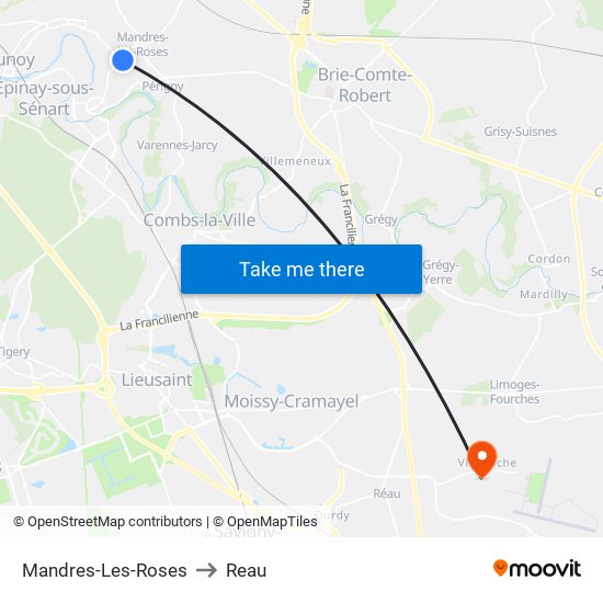 Mandres-Les-Roses to Reau map