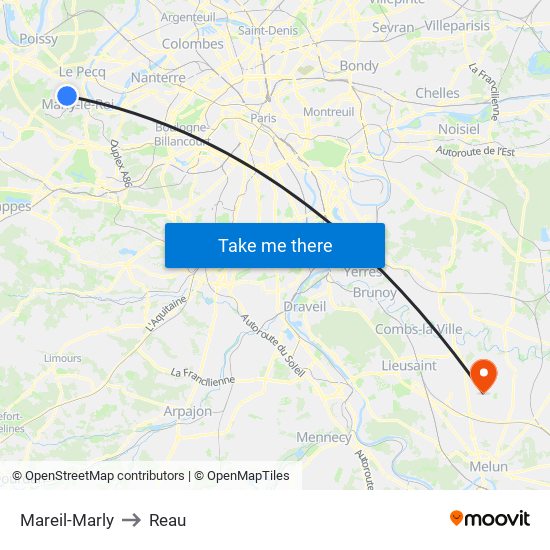 Mareil-Marly to Reau map