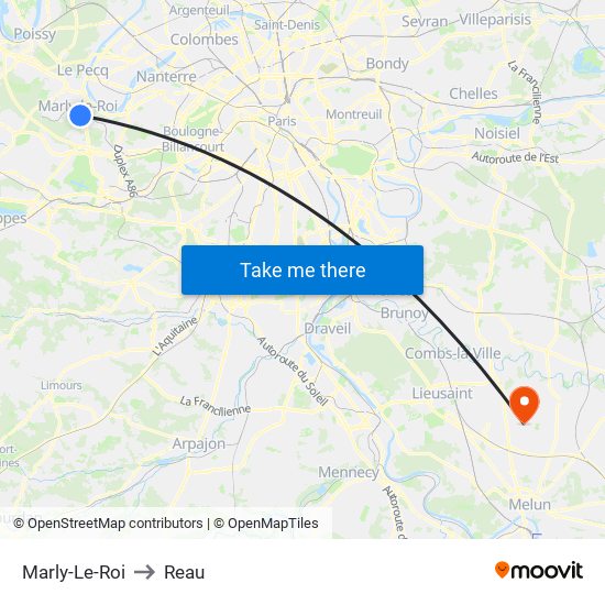Marly-Le-Roi to Reau map