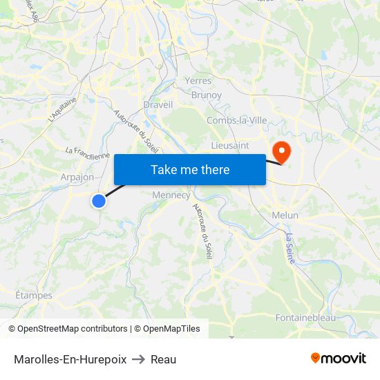 Marolles-En-Hurepoix to Reau map