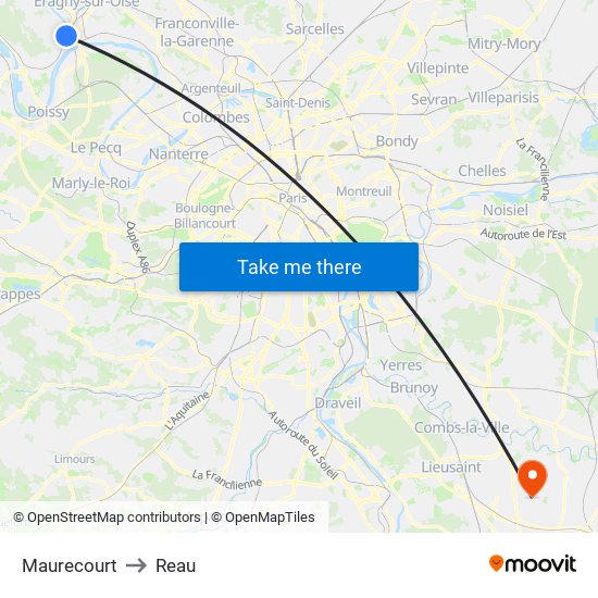 Maurecourt to Reau map