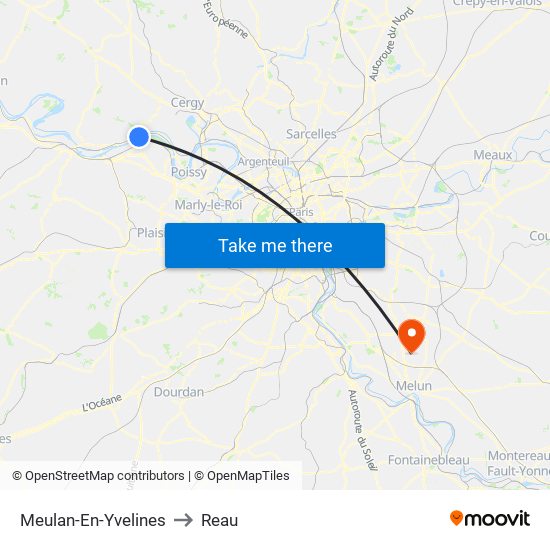 Meulan-En-Yvelines to Reau map