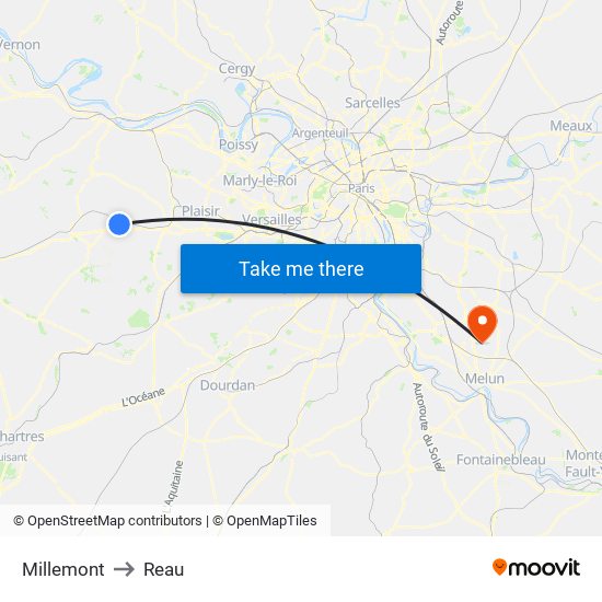 Millemont to Reau map