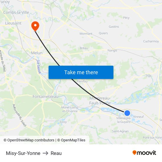 Misy-Sur-Yonne to Reau map