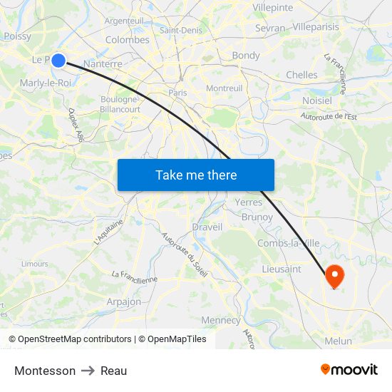 Montesson to Reau map