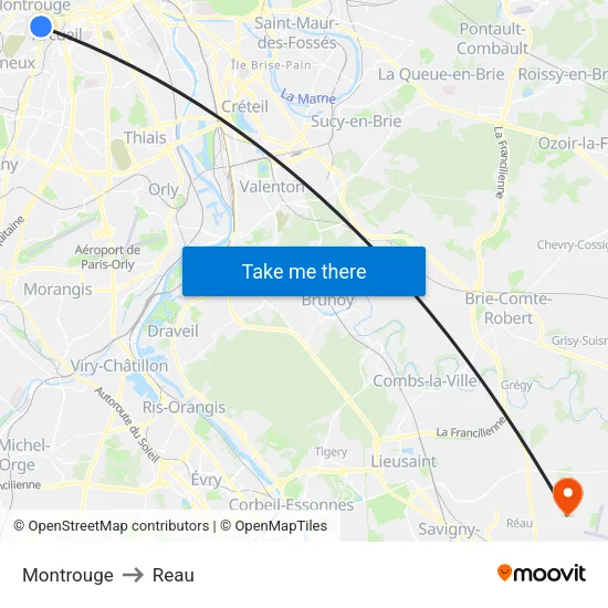 Montrouge to Reau map