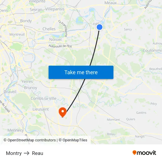 Montry to Reau map