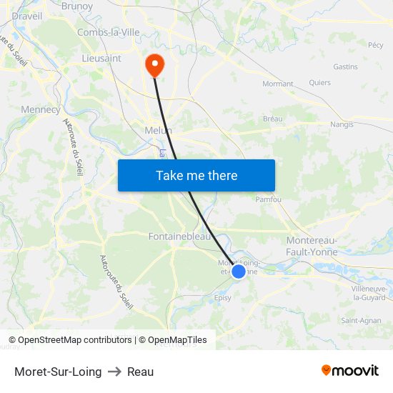 Moret-Sur-Loing to Reau map