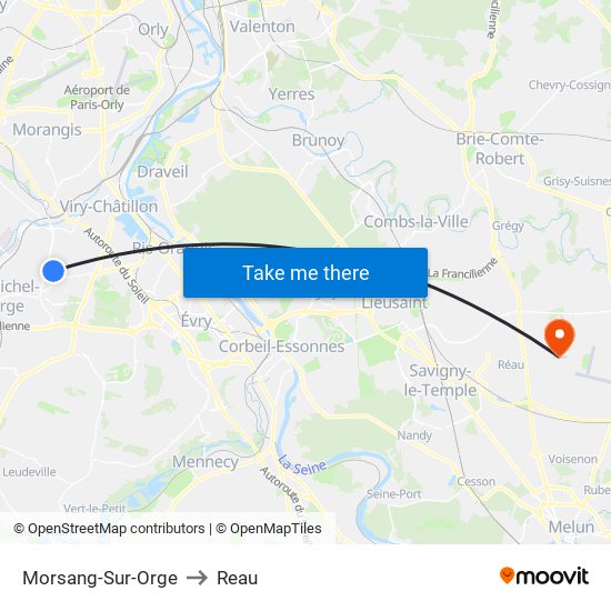 Morsang-Sur-Orge to Reau map