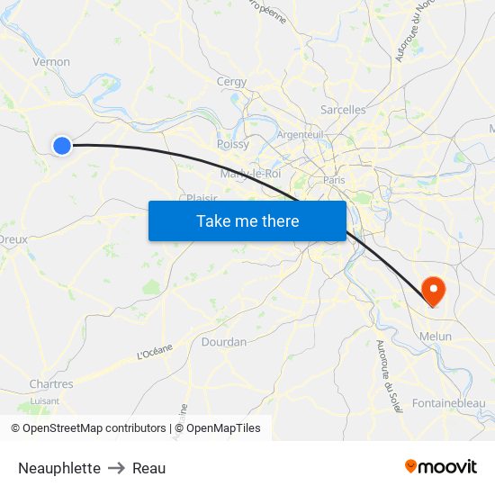 Neauphlette to Reau map
