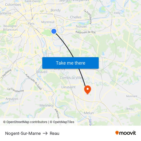 Nogent-Sur-Marne to Reau map