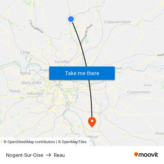 Nogent-Sur-Oise to Reau map