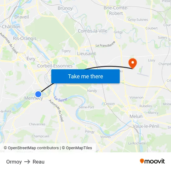 Ormoy to Reau map