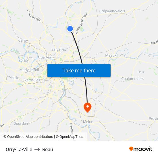 Orry-La-Ville to Reau map