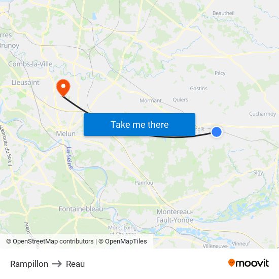 Rampillon to Reau map