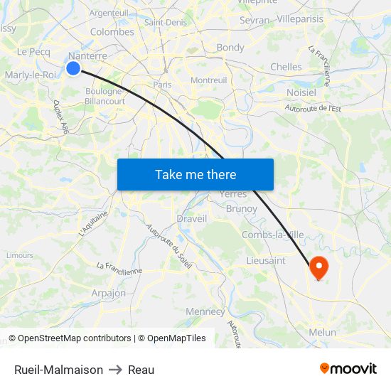 Rueil-Malmaison to Reau map