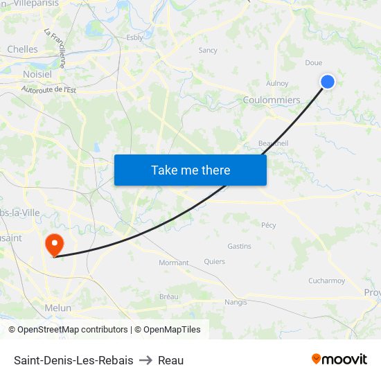 Saint-Denis-Les-Rebais to Reau map
