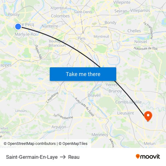 Saint-Germain-En-Laye to Reau map
