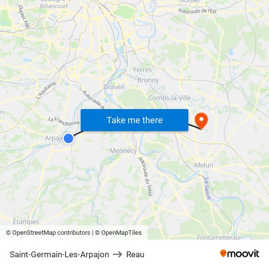 Saint-Germain-Les-Arpajon to Reau map