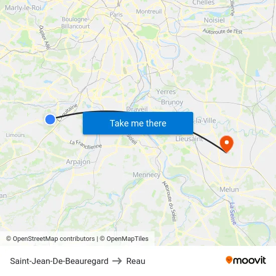 Saint-Jean-De-Beauregard to Reau map