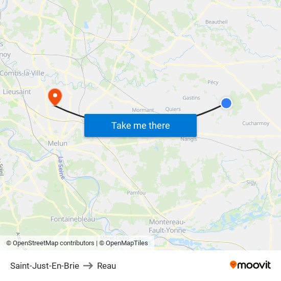 Saint-Just-En-Brie to Reau map