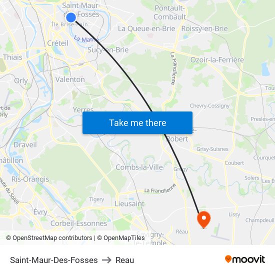 Saint-Maur-Des-Fosses to Reau map