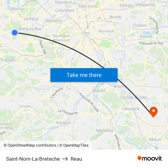 Saint-Nom-La-Breteche to Reau map