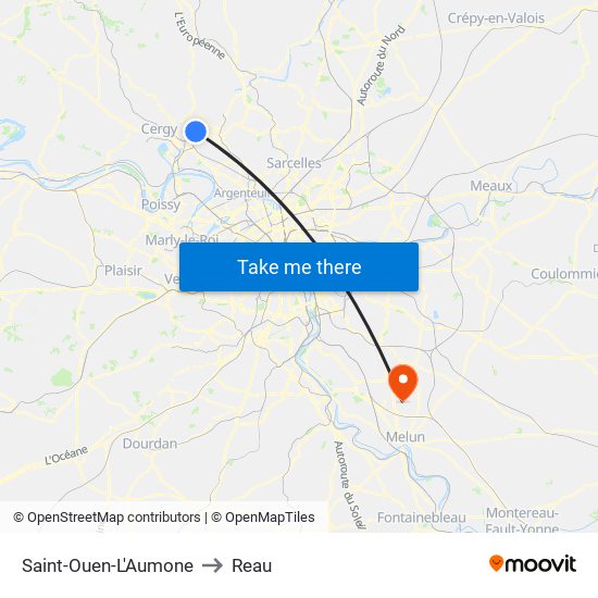 Saint-Ouen-L'Aumone to Reau map