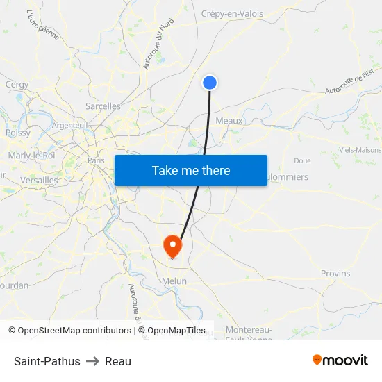 Saint-Pathus to Reau map