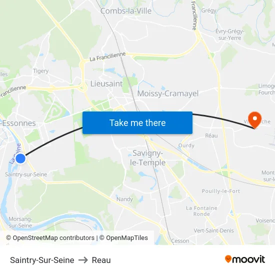 Saintry-Sur-Seine to Reau map