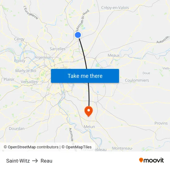 Saint-Witz to Reau map