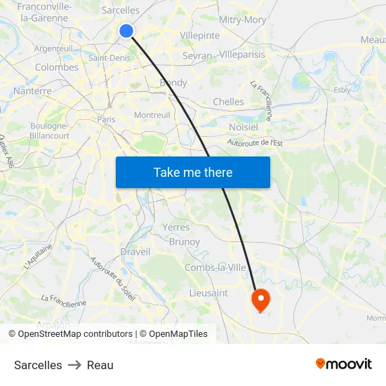 Sarcelles to Reau map