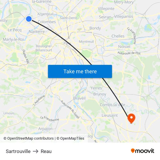 Sartrouville to Reau map