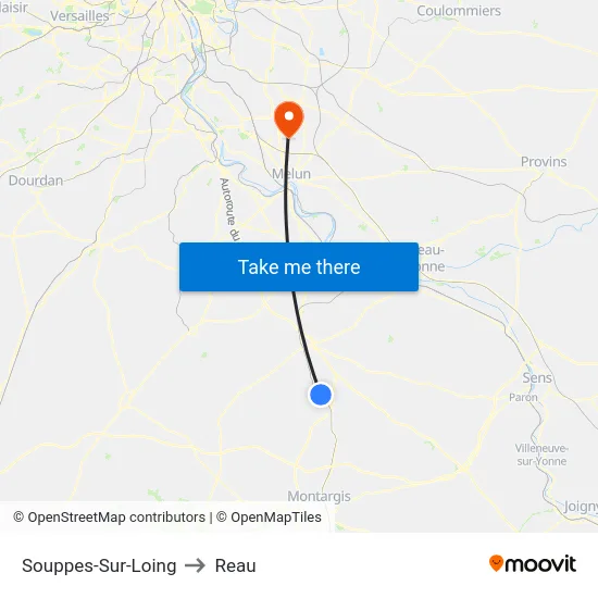 Souppes-Sur-Loing to Reau map