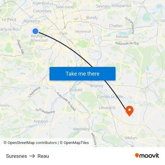 Suresnes to Reau map