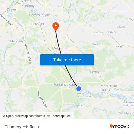 Thomery to Reau map