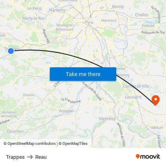Trappes to Reau map