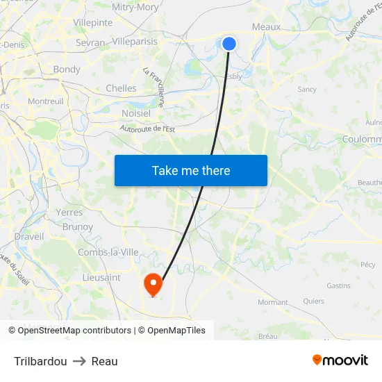 Trilbardou to Reau map