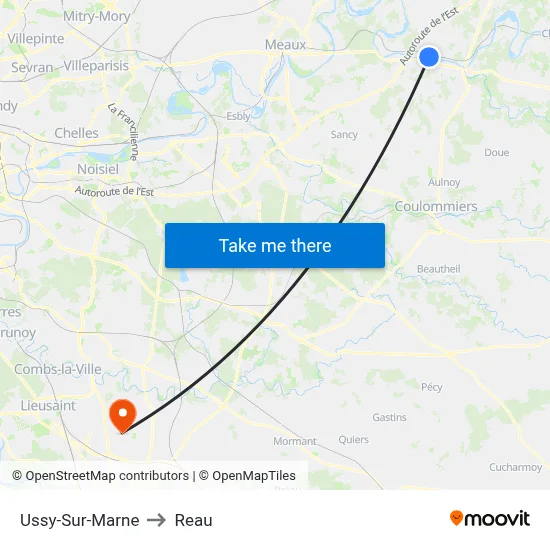 Ussy-Sur-Marne to Reau map
