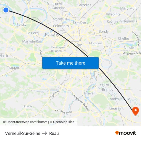 Verneuil-Sur-Seine to Reau map