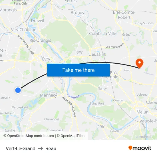 Vert-Le-Grand to Reau map