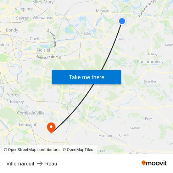 Villemareuil to Reau map
