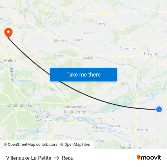 Villenauxe-La-Petite to Reau map
