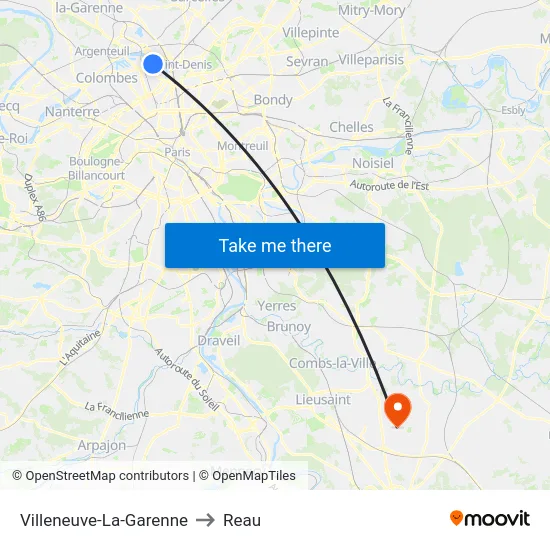 Villeneuve-La-Garenne to Reau map