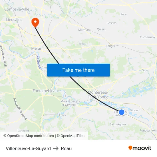 Villeneuve-La-Guyard to Reau map