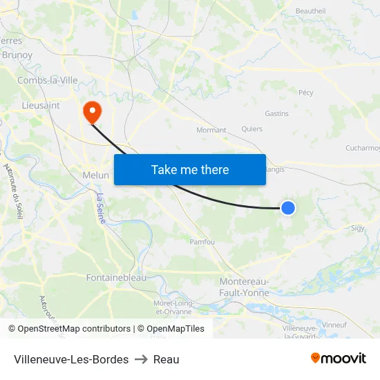 Villeneuve-Les-Bordes to Reau map
