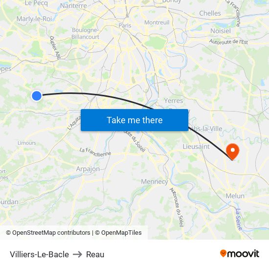 Villiers-Le-Bacle to Reau map