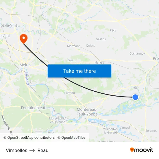 Vimpelles to Reau map