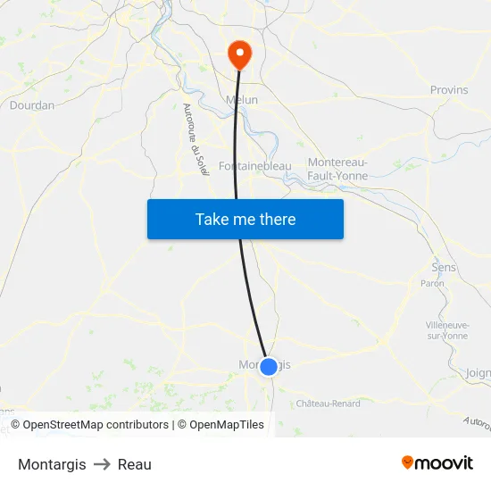 Montargis to Reau map