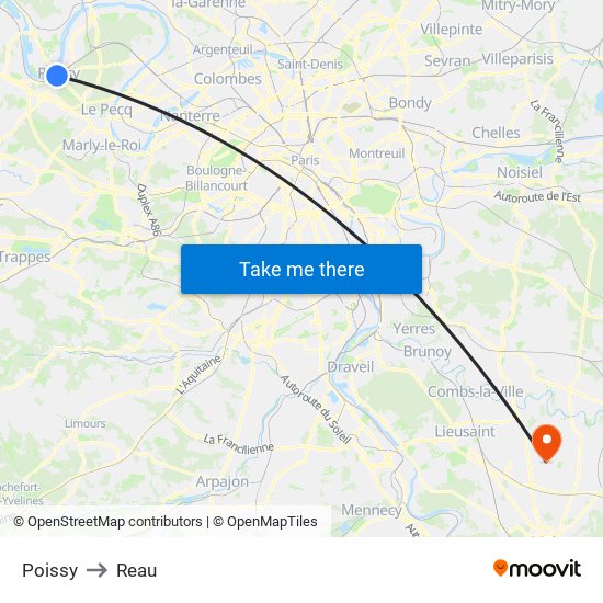 Poissy to Reau map